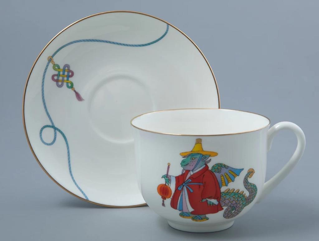 Чашка с блюдцем чайная форма Ландыш рисунок Храбрый Юн