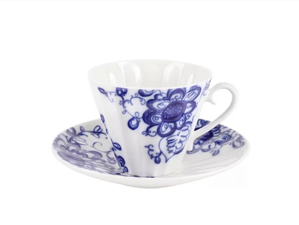 Чашка с блюдцем чайная форма Лучистая рисунок Гарден