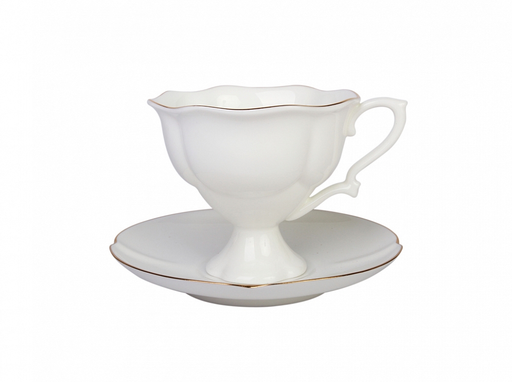 Чашка с блюдцем кофейная форма Наташа рисунок Золотая лента