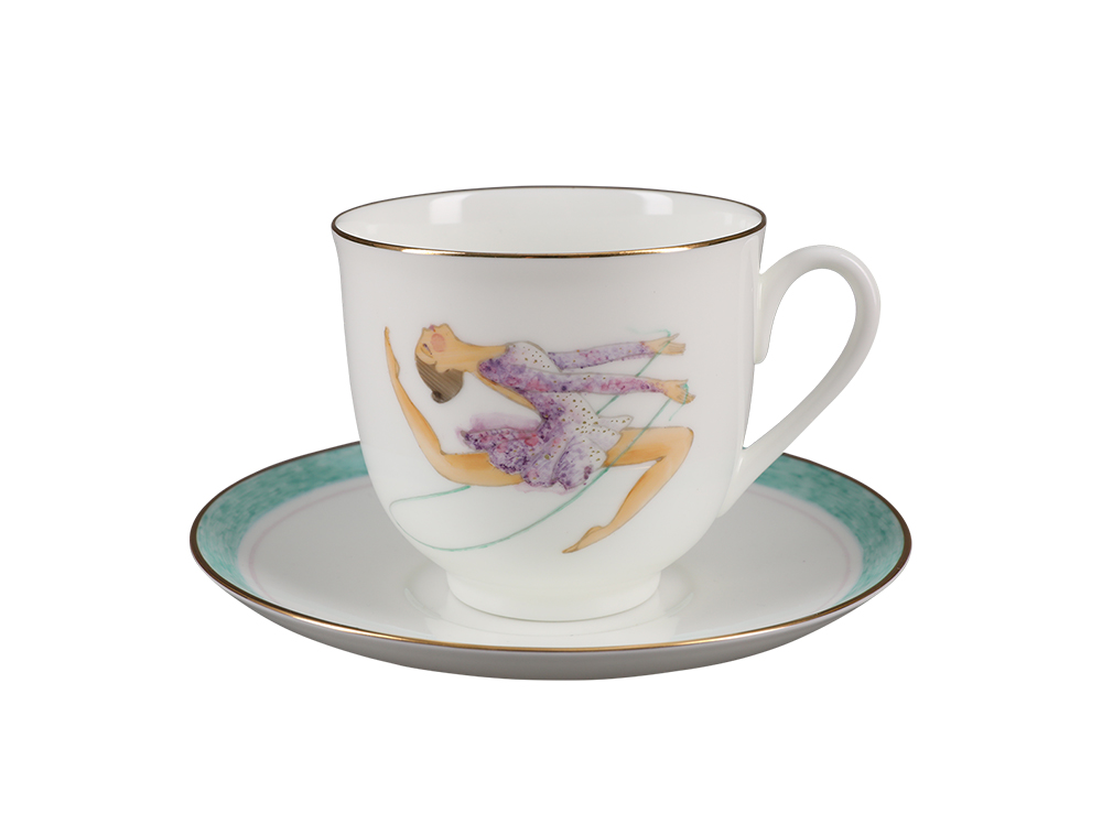 Чашка с блюдцем кофейная форма Ландыш рисунок Скакалка  