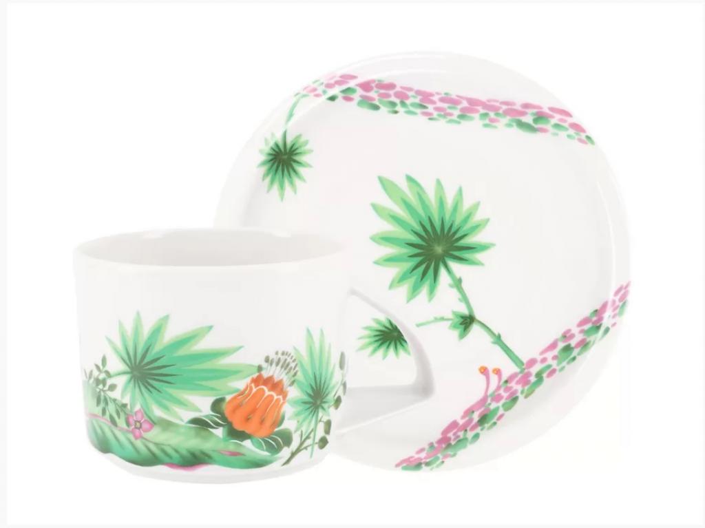 Чашка с блюдцем чайная форма Баланс рисунок Джангл