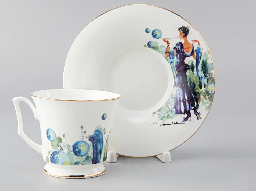 Чашка с блюдцем чайная форма Юлия рисунок Весна/Spring  