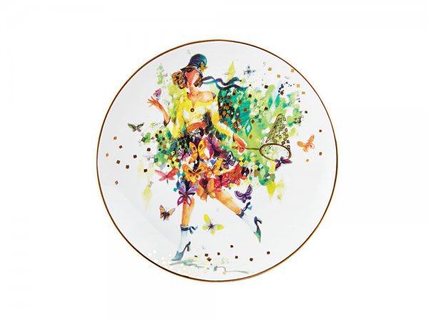 Тарелка декоративная 195 мм форма Эллипс рисунок Летящая красота/Лето 