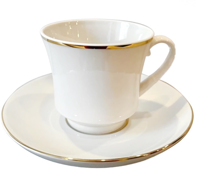 Чашка с блюдцем чайная форма Банкетная рисунок Золотая лента  