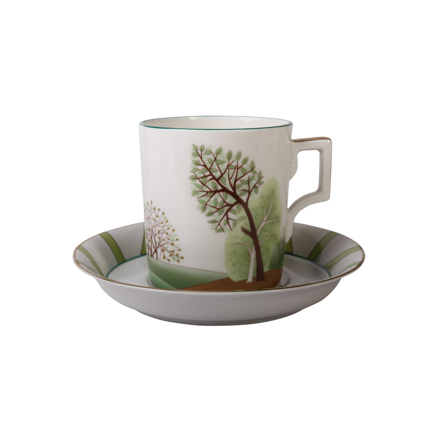 Чашка с блюдцем чайная форма Гербовая рисунок Весна