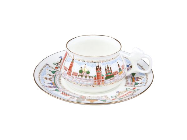 Чашка с блюдцем кофейная форма Билибина рисунок Москва Златоглавая