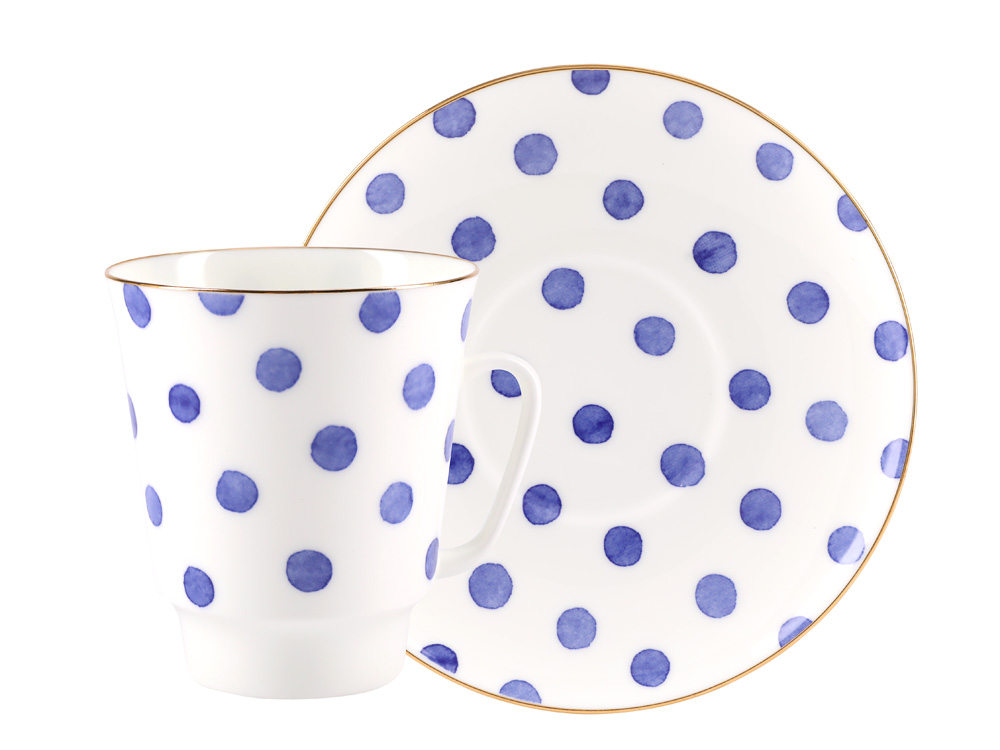 Чашка с блюдцем кофейная форма Майская рисунок Polka dot