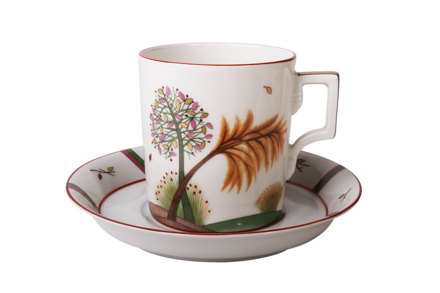 Чашка с блюдцем чайная форма Гербовая рисунок Осень