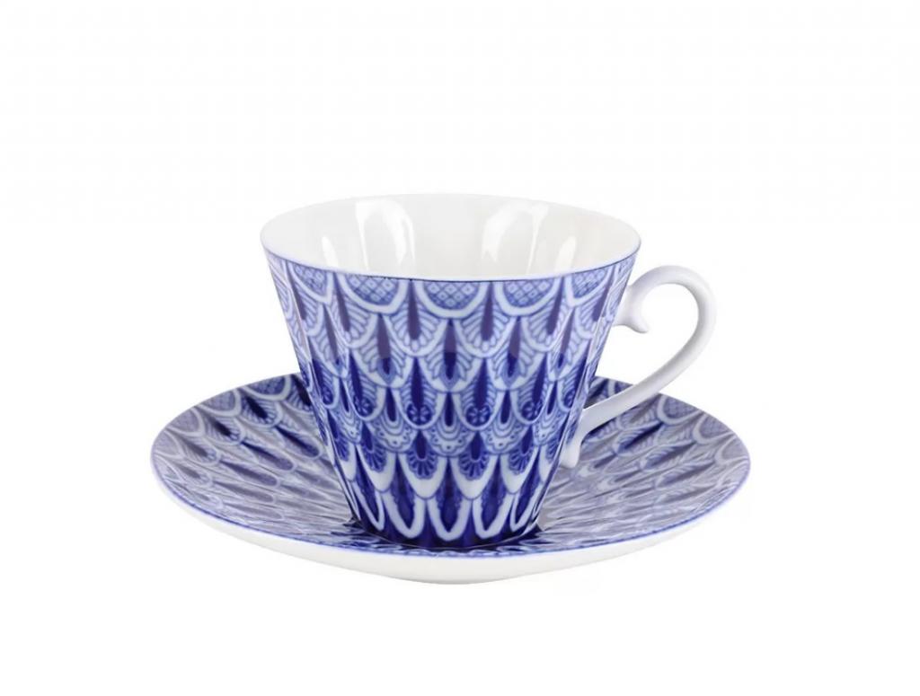 Чашка с блюдцем чайная форма Лучистая рисунок Ажур
