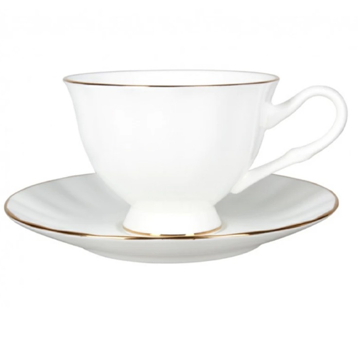 Чашка с блюдцем чайная форма Нега рисунок Золотая лента