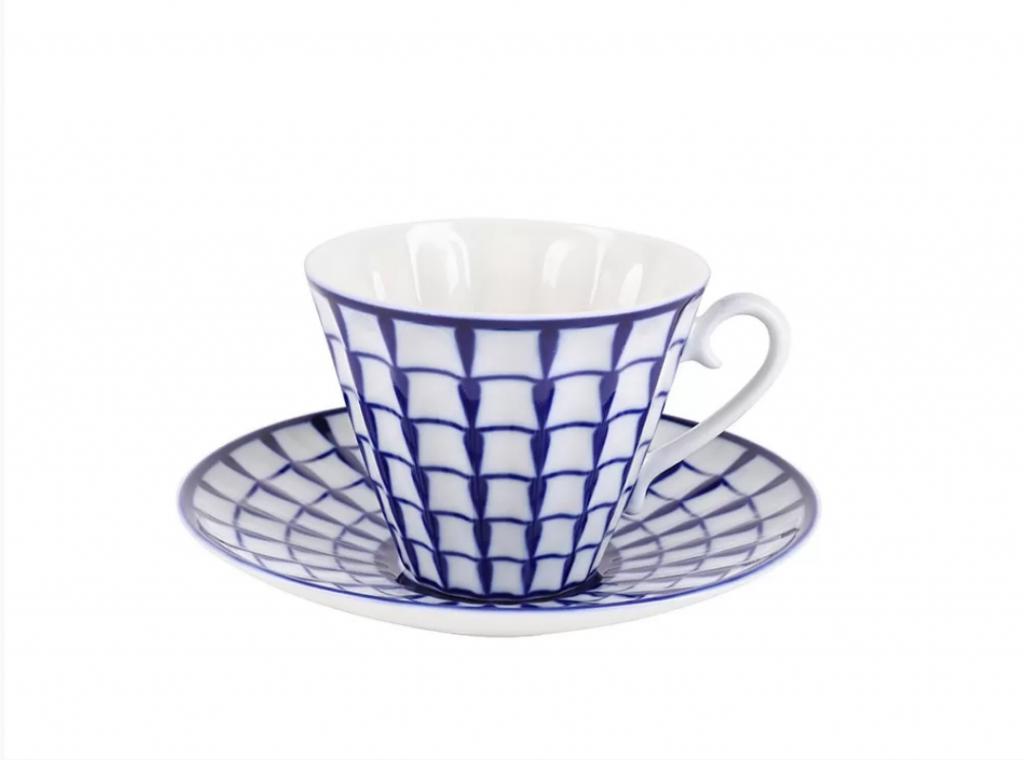 Чашка с блюдцем чайная форма Лучистая рисунок Классик