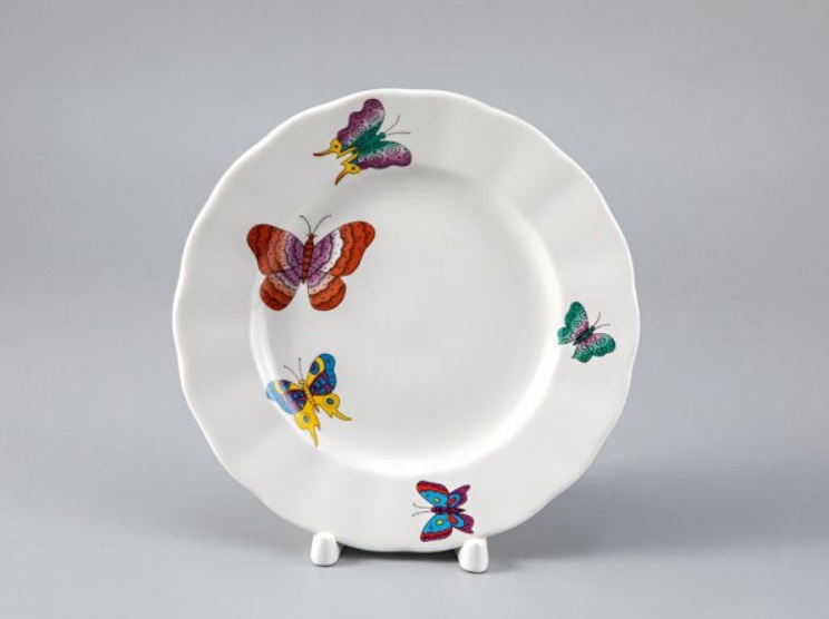 Тарелка мелкая 180 мм форма Тюльпан рисунок Шафрановые бабочки