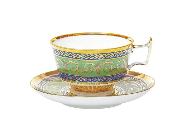 Чашка с блюдцем чайная форма Александрия рисунок Золотой