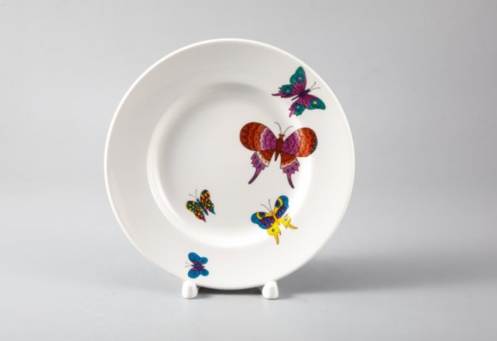 Тарелка мелкая 240 мм форма Плоская рисунок Шафрановые бабочки