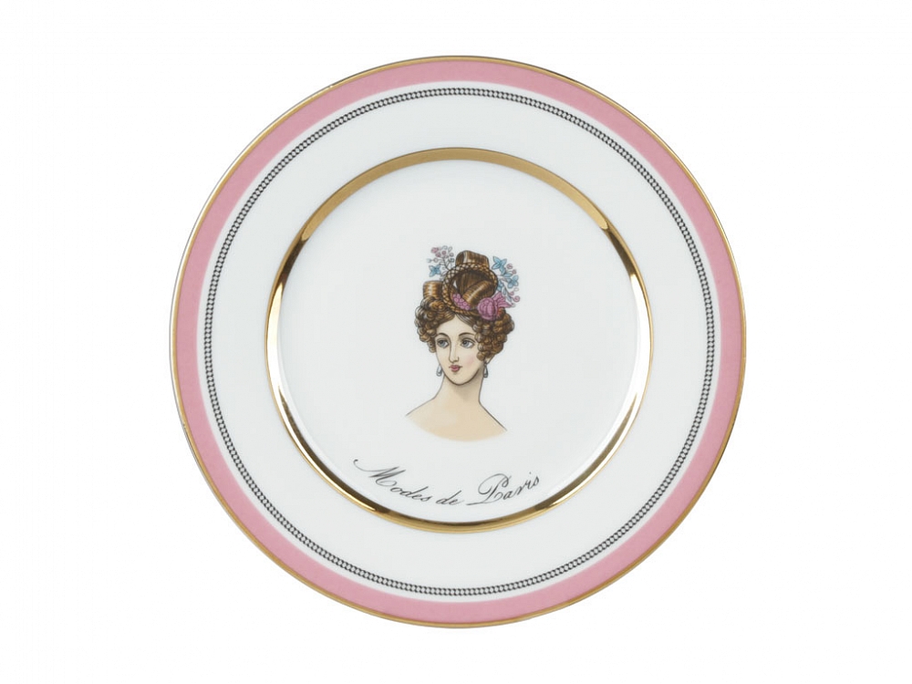 Подарочный набор тарелка мелкая 180 мм форма Европейская-2 рисунок Modes de Paris (розовый)