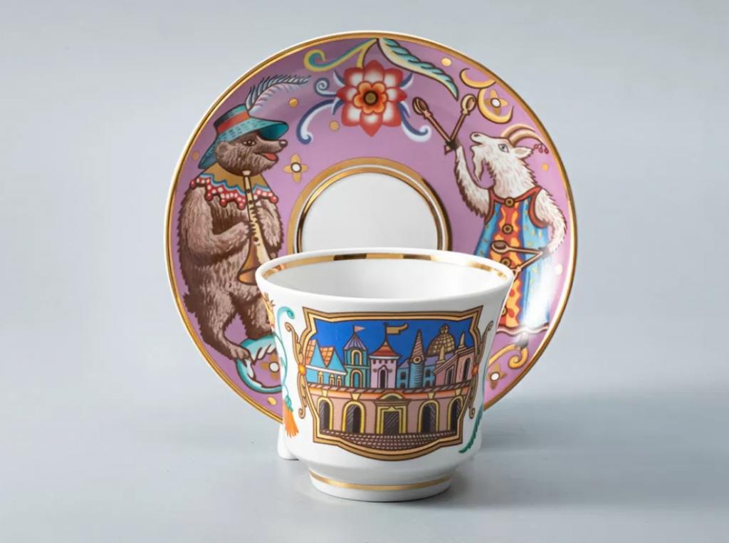 Чашка с блюдцем чайная форма Банкетная рисунок Чудоград. Ярмарка