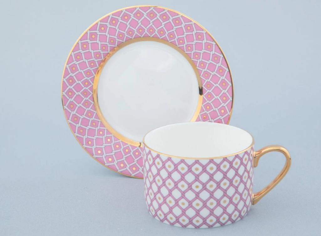 Чашка с блюдцем чайная форма Идиллия рисунок Астра №1
