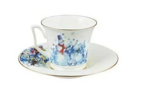 Чашка с блюдцем чайная форма Юлия рисунок Зима/Winter  