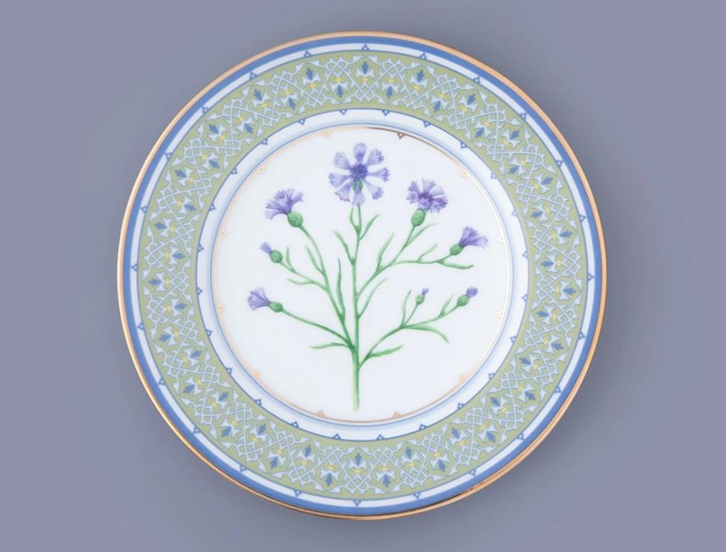 Подарочный набор тарелка дек. 270 мм форма Европейская рисунок Небесно-голубой василек