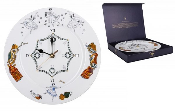 Подарочный набор тарелка-часы 270 мм форма Европейская-2 рисунок Жизель  
