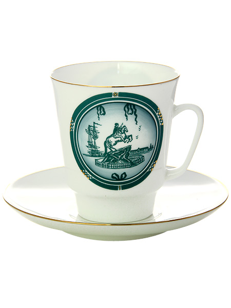 Чашка с блюдцем кофейная форма Майская рисунок Виды С-Петербурга