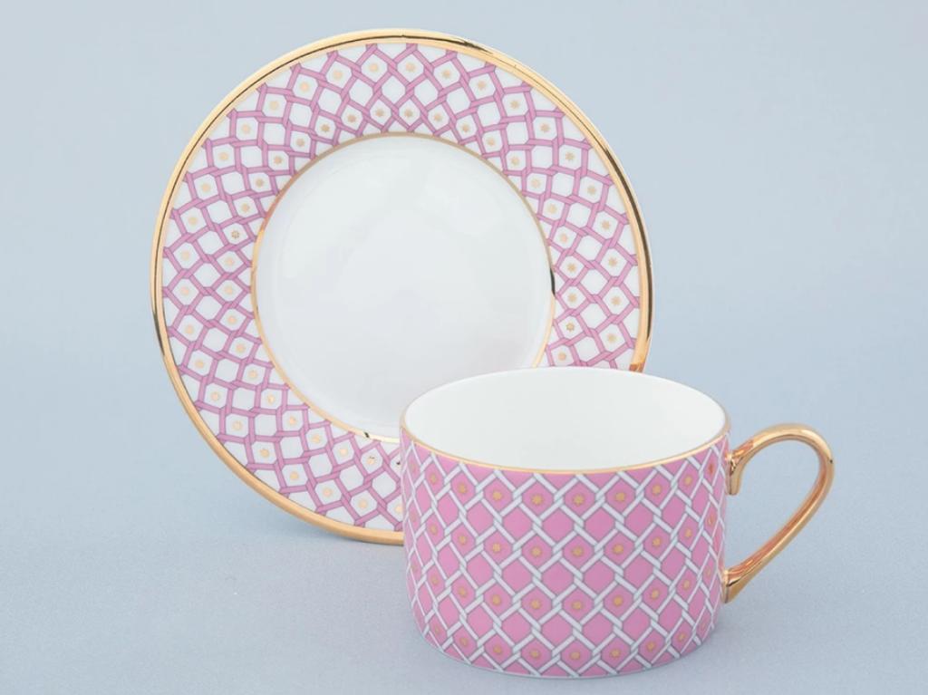Чашка с блюдцем чайная форма Идиллия рисунок Астра №2