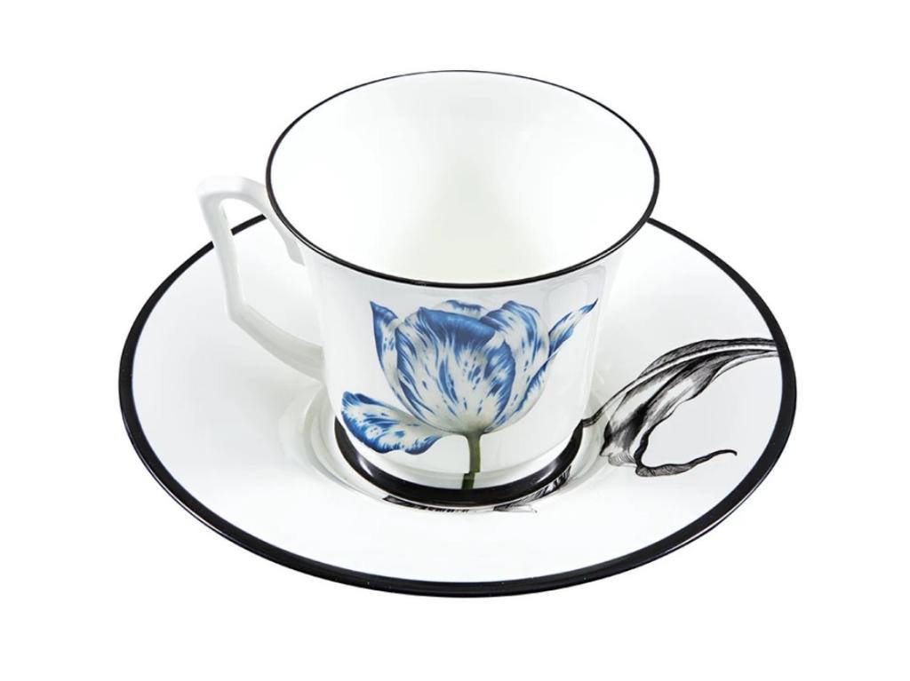 Подарочный набор чашка с блюдцем форма Юлия рисунок Сысоев. Волшебный сад V