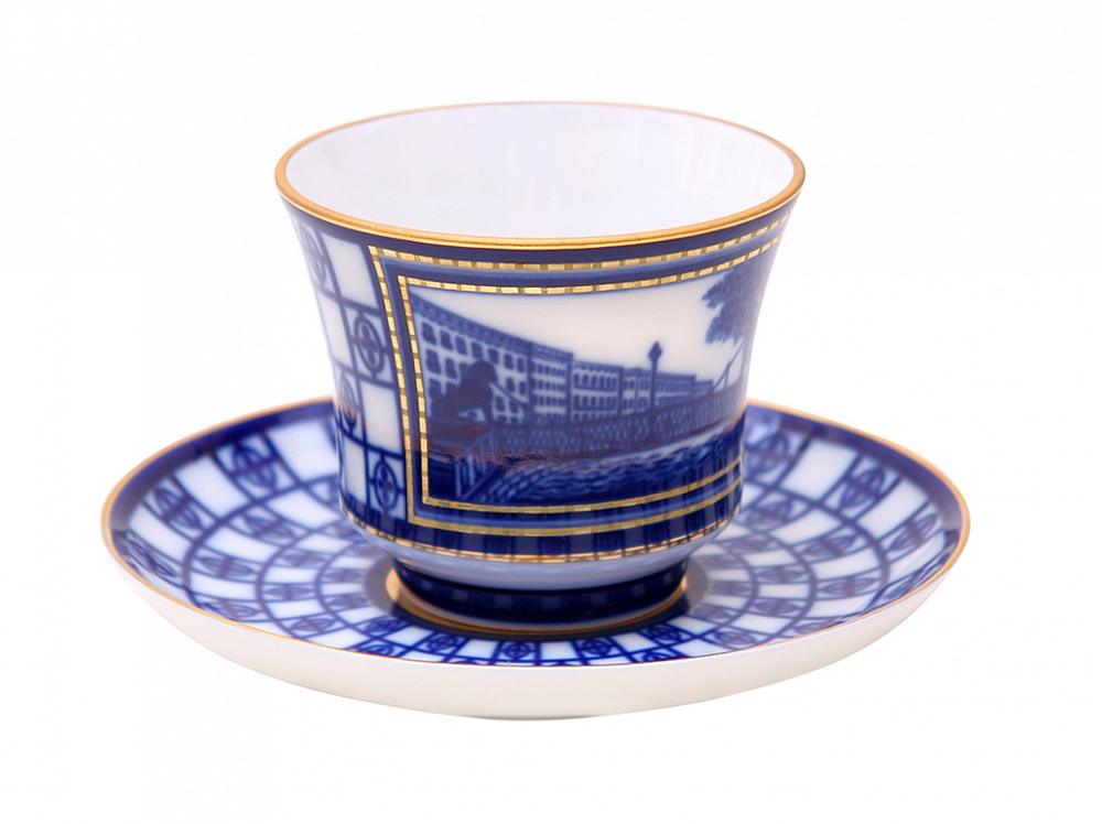 Чашка с блюдцем чайная форма Банкетная рисунок Львиный мостик
