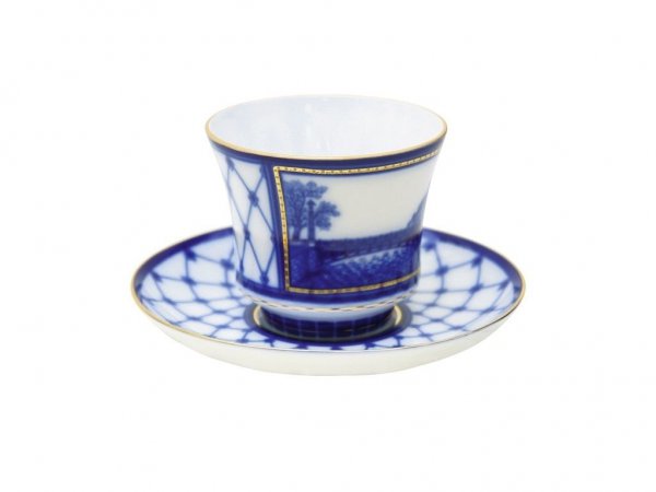 Чашка с блюдцем чайная форма Банкетная рисунок Мост Пестеля