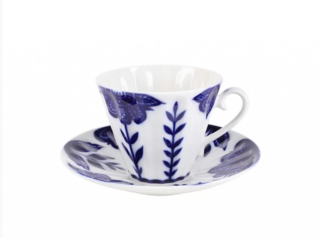 Чашка с блюдцем чайная форма Лучистая рисунок Флер