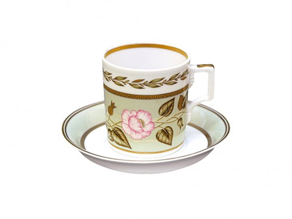Чашка с блюдцем чайная форма Гербовая рисунок Нефритовый фон 2 