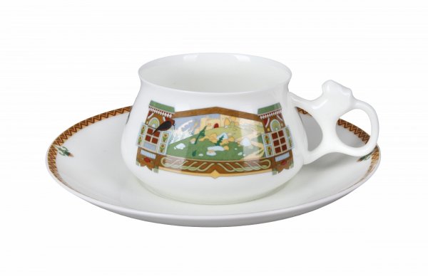 Чашка с блюдцем кофейная форма Билибина рисунок Сказочный пейзаж 