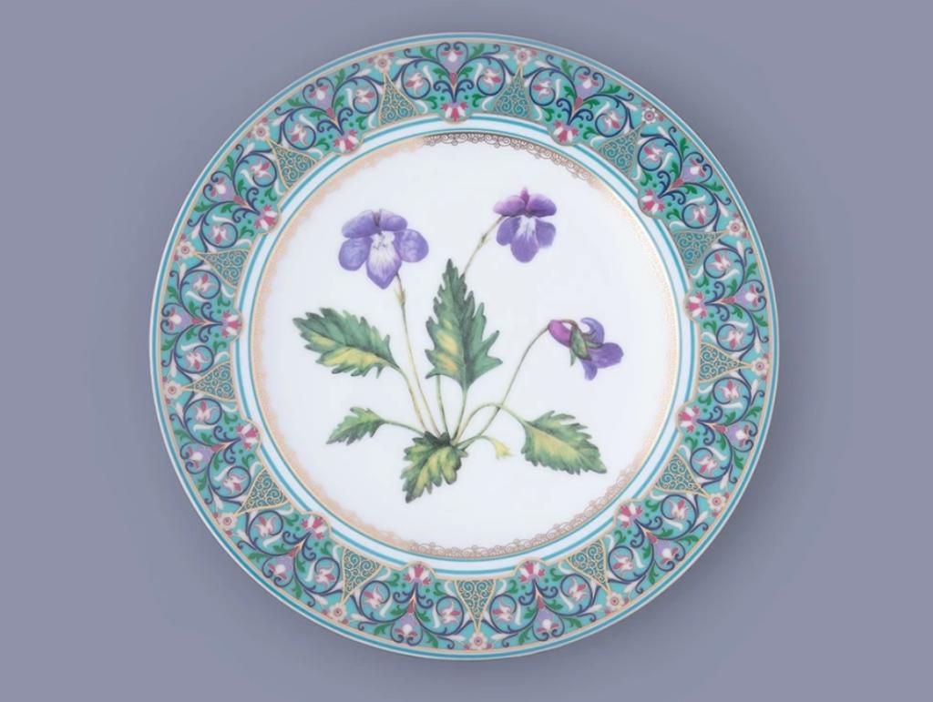 Подарочный набор тарелка дек. 270 мм форма Европейская рисунок Фиалка надрезанная