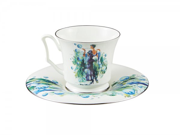 Чашка с блюдцем кофейная форма Юлия рисунок Весна/Spring