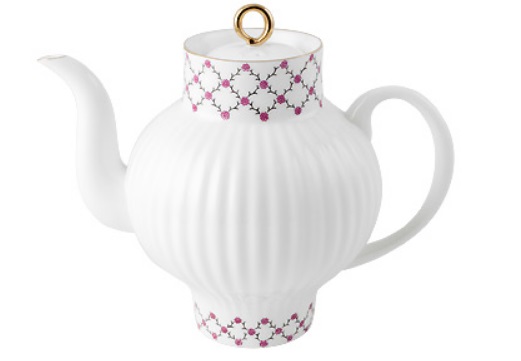 Чайник заварочный форма Волна рисунок Розовая сетка