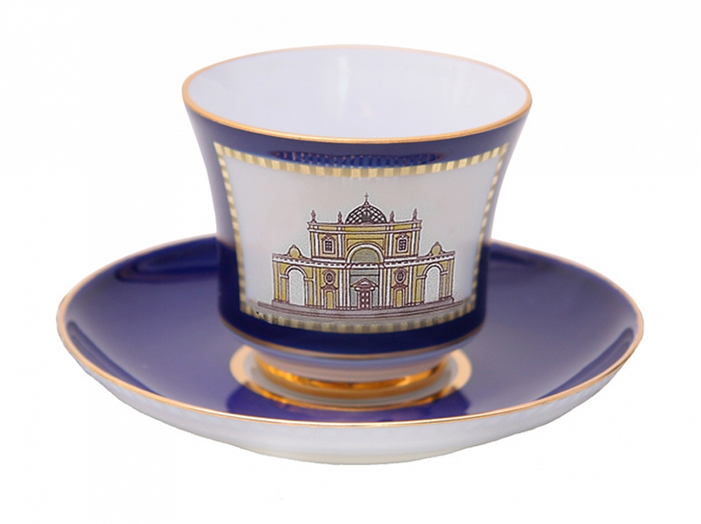 Чашка с блюдцем чайная форма Банкетная рисунок Классика Петербурга №5