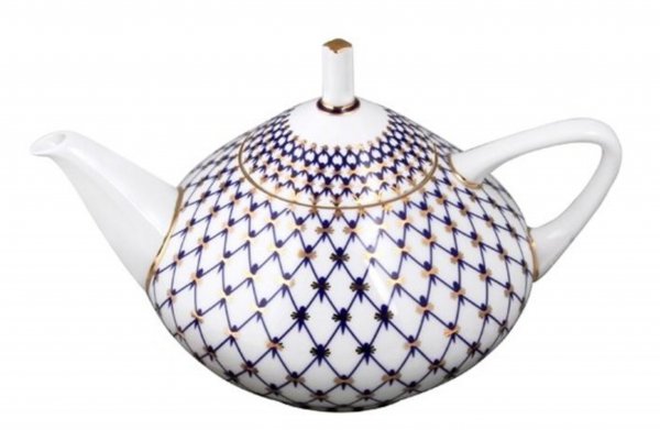 Чайник заварочный форма Купольная рисунок Кобальтовая сетка 