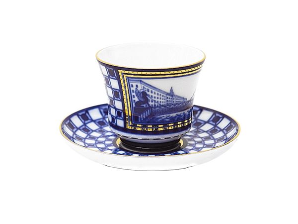 Чашка с блюдцем чайная форма Банкетная рисунок Банковский мост