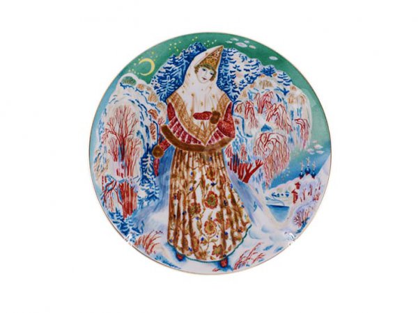 Тарелка декоративная 195 мм форма Эллипс рисунок Снегурочка 