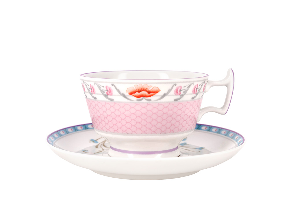 Чашка с блюдцем чайная форма Александрия рисунок Фазаны