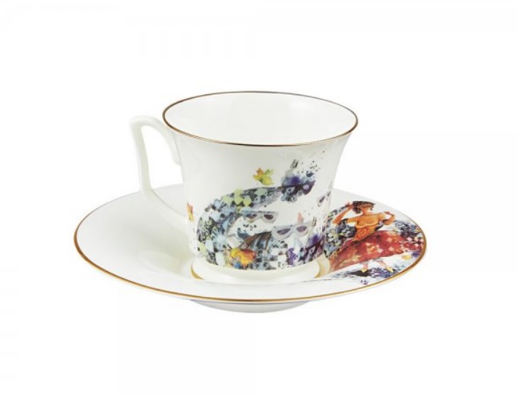 Чашка с блюдцем чайная форма Юлия рисунок Осень/Autumn