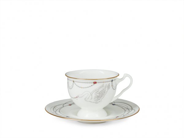 Чашка с блюдцем чайная форма Айседора рисунок Волшебное лебединое озеро 2 