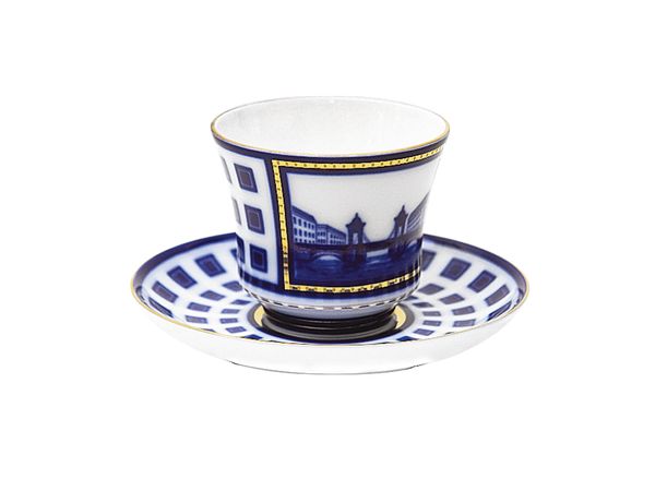 Чашка с блюдцем чайная форма Банкетная рисунок Мост Ломоносова