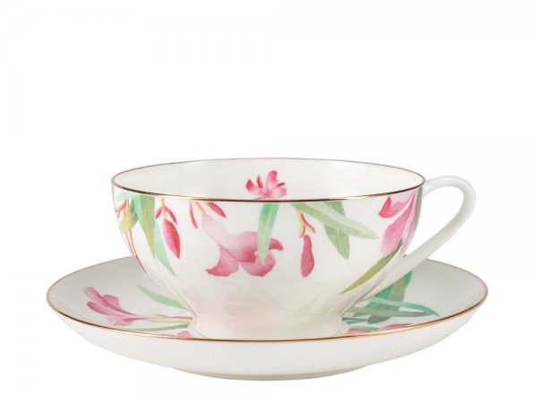 Чашка с блюдцем чайная форма Купольная рисунок Акварель 