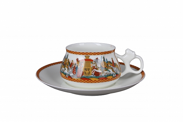 Чашка с блюдцем кофейная форма Билибина рисунок Войско Дадона 