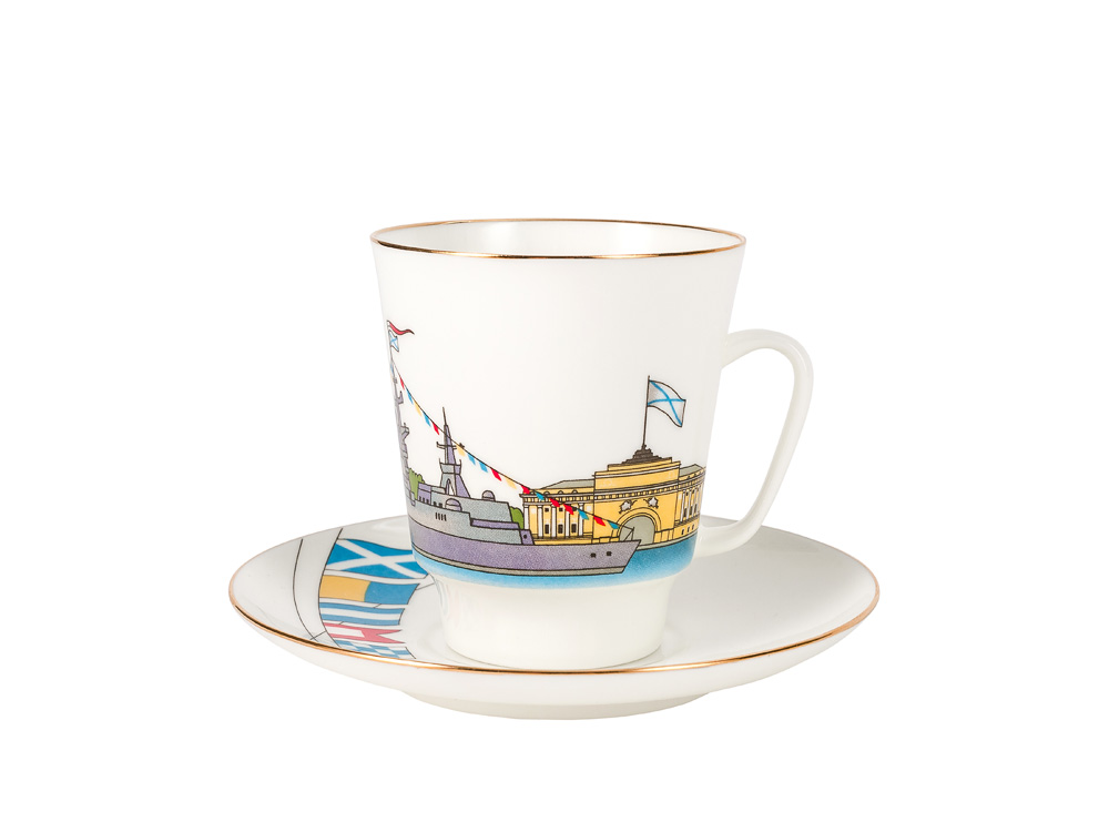 Чашка с блюдцем кофейная форма Майская рисунок День ВМФ России