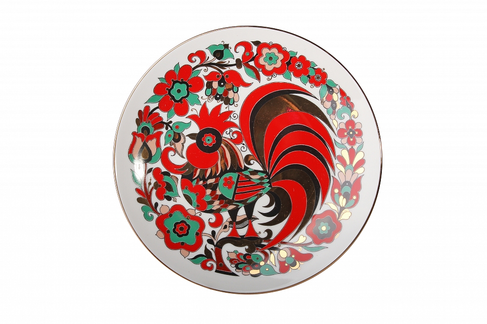 Тарелка декоративная 195 мм форма Эллипс рисунок  Петушок  