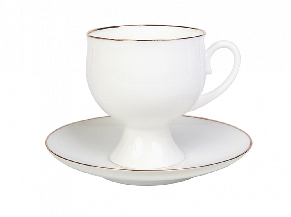 Чашка с блюдцем кофейная форма Классическая-2 рисунок Золотая лента