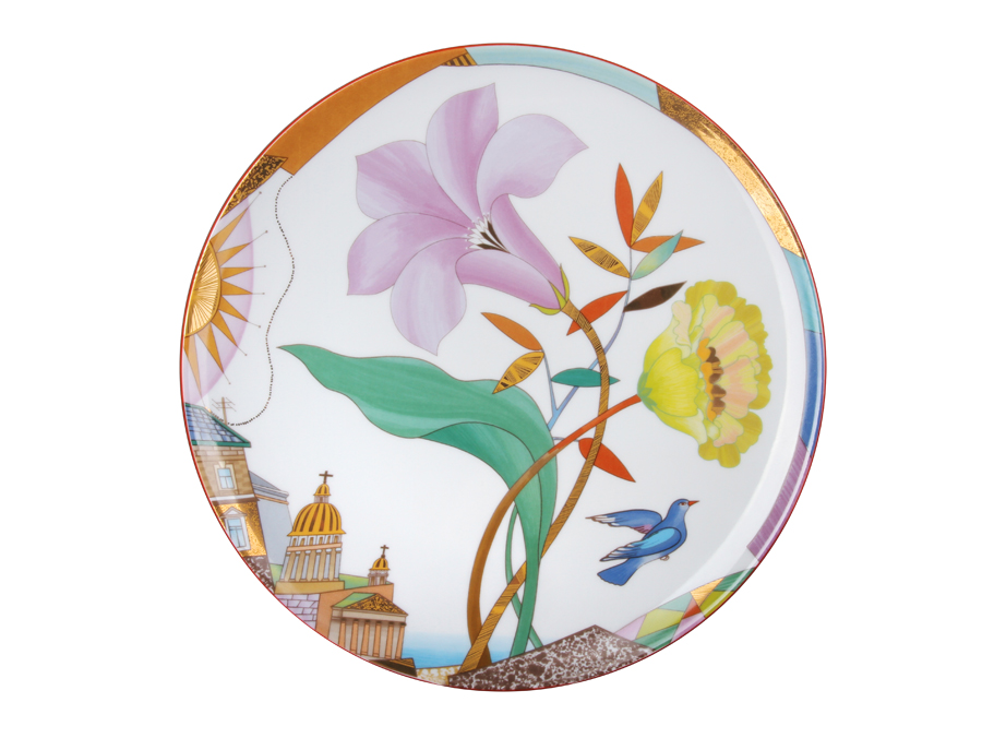 Тарелка декоративная 275 мм форма Эллипс рисунок Лиловый вечер  