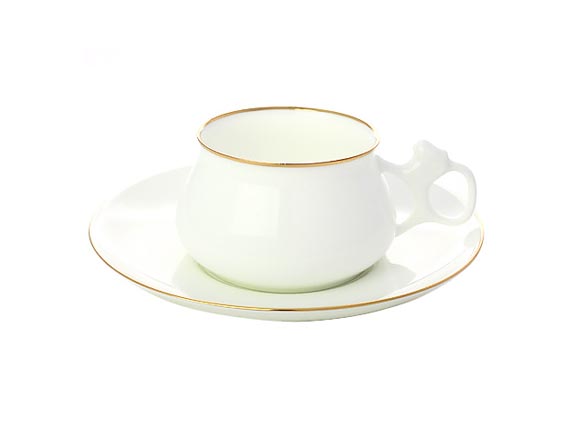 Чашка с блюдцем кофейная форма Билибина рисунок Золотой кантик
